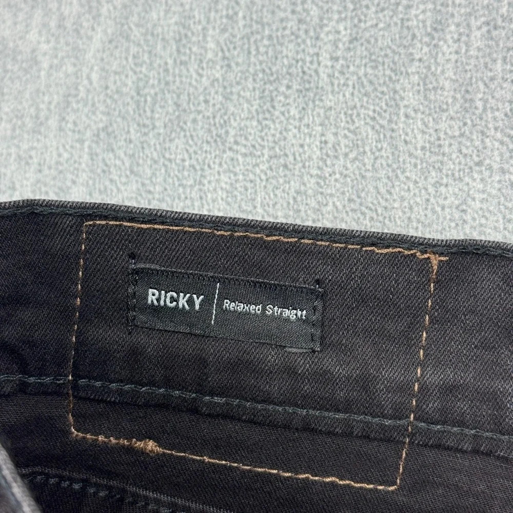 True Religion Jeans Mens 36 Black Denim Ricky Flap Relaxed Straight Pants NWT